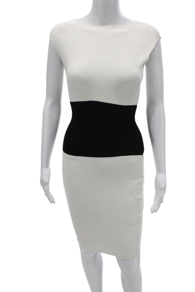 Milly Womens Sleeveless Bodycon High Neck Mid Calf Black Viscose Dress Size 0P