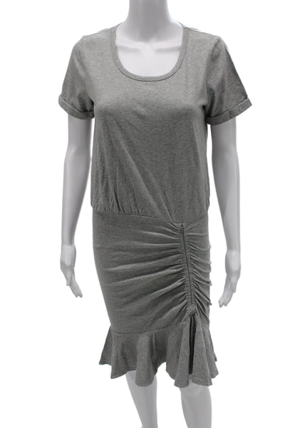 Veronica Beard Women Gray T-Shirt Dress Short Sleeve Mid-Calf Size XS