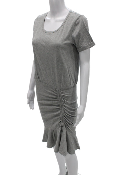 Veronica Beard Women Gray T-Shirt Dress Short Sleeve Mid-Calf Size XS