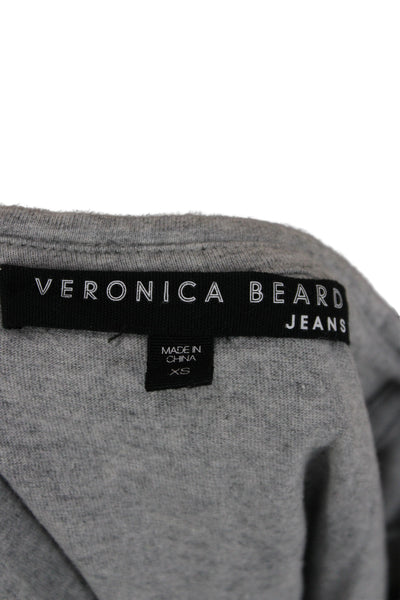 Veronica Beard Women Gray T-Shirt Dress Short Sleeve Mid-Calf Size XS