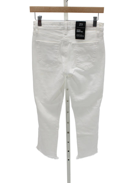 Sanctuary Womens White Cropped Mid Rise Cotton Blend Jeans Size 25