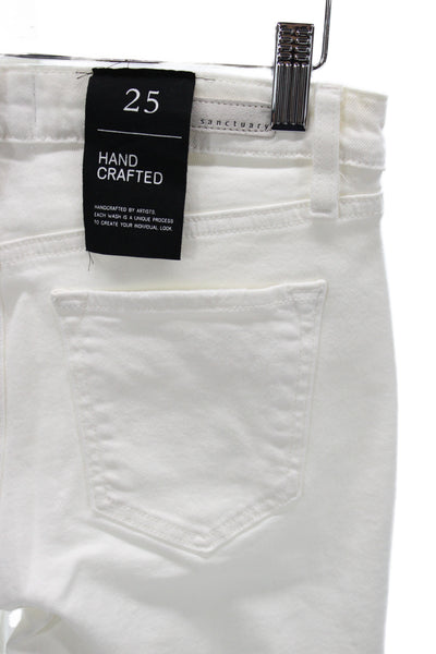 Sanctuary Womens White Cropped Mid Rise Cotton Blend Jeans Size 25