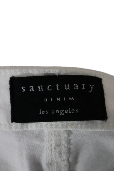 Sanctuary Womens White Cropped Mid Rise Cotton Blend Jeans Size 25