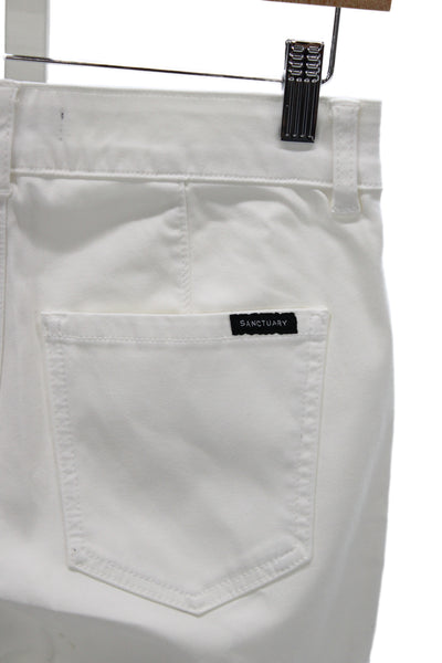 Sanctuary Womens Ankle Pants White Cotton Blend Utility Button Size 26