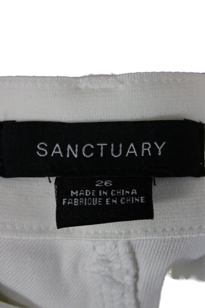 Sanctuary Womens Ankle Pants White Cotton Blend Utility Button Size 26