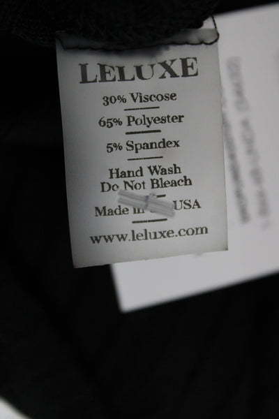 LELUXE Women Basic Sleeveless Scoop Neck Viscose Blend Tank Black Size XS