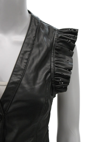 Current Air Women Black Polyurethane Button Rocker Vest Size XS