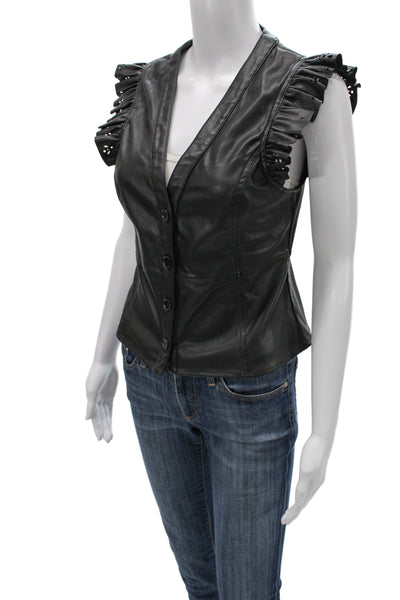 Current Air Women Black Polyurethane Button Rocker Vest Size XS