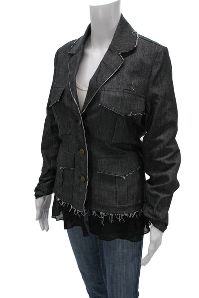 Artelier Nicole Miller Women Military Jacket Gray Petites Size S