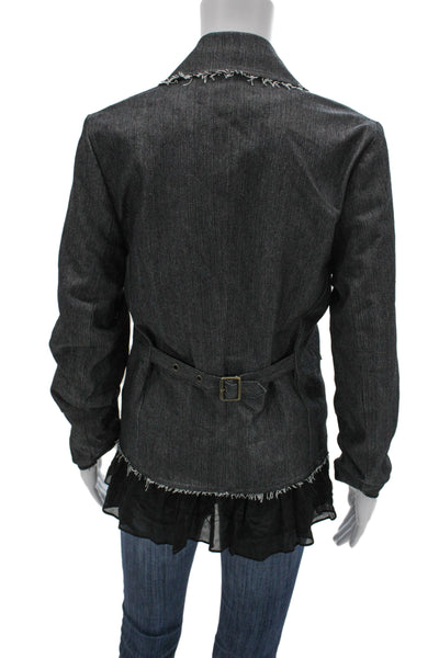 Artelier Nicole Miller Women Military Jacket Gray Petites Size S