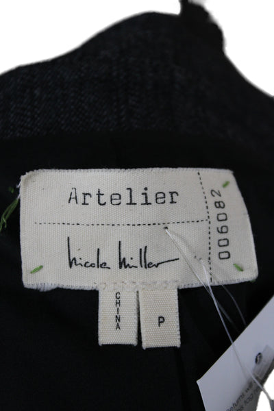 Artelier Nicole Miller Women Military Jacket Gray Petites Size S