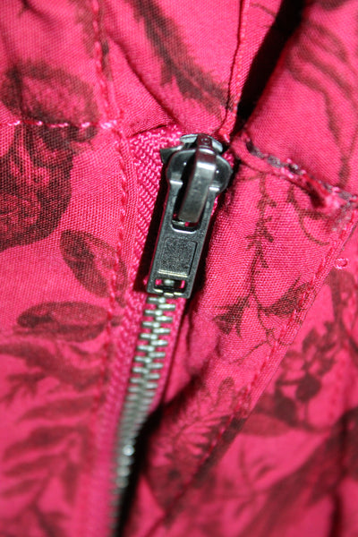 Maeve Anthropologie Womens Cropped Red Floral Pants Button Closure Size 25