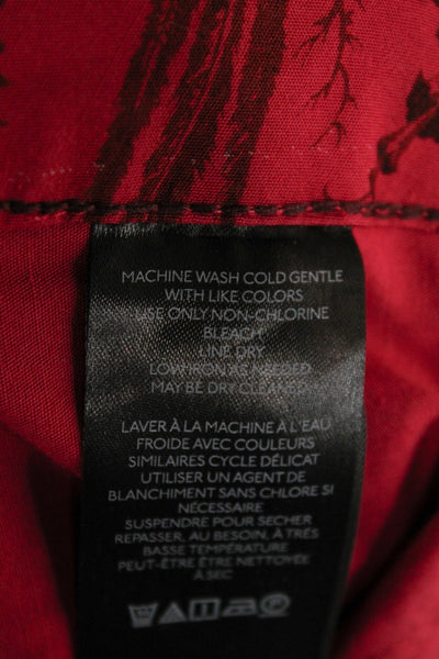 Maeve Anthropologie Womens Cropped Red Floral Pants Button Closure Size 25