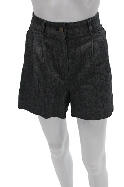 Artelier Nicole Miller Women Cut-Off Gray Cotton Button Shorts Size 4