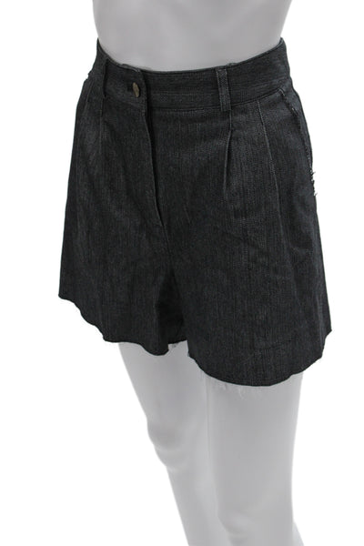 Artelier Nicole Miller Women Cut-Off Gray Cotton Button Shorts Size 4