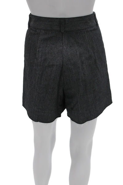 Artelier Nicole Miller Women Cut-Off Gray Cotton Button Shorts Size 4