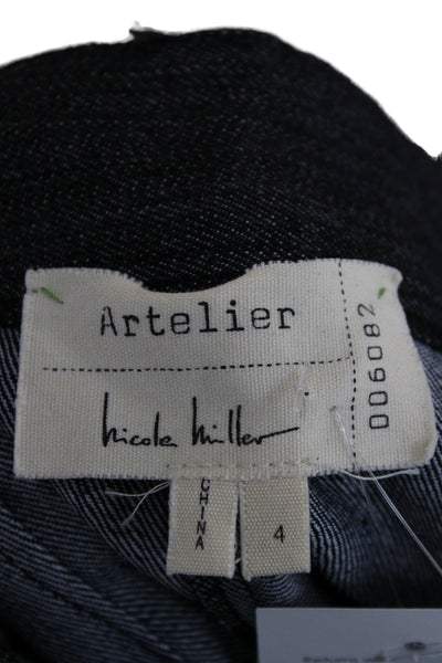 Artelier Nicole Miller Women Cut-Off Gray Cotton Button Shorts Size 4