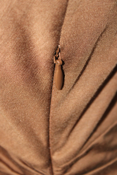 Intermix Women Bodycon Dress Brown V Neck Long Sleeve Above Knee Size S