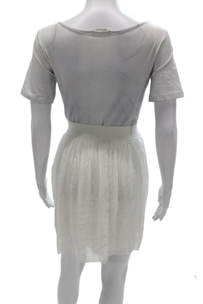 Nina Kendosa Women White T-Shirt Dress Short Sleeve Scoop Neck Size S