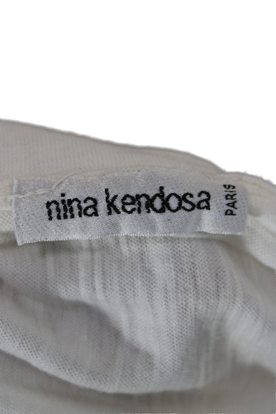 Nina Kendosa Women White T-Shirt Dress Short Sleeve Scoop Neck Size S