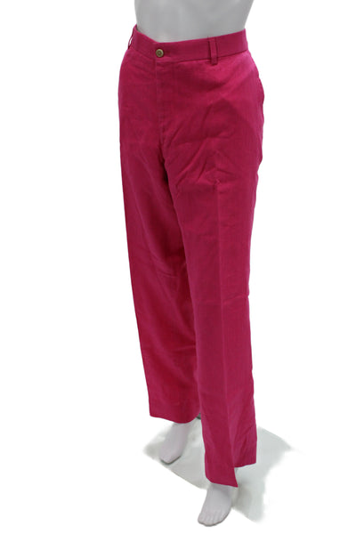 Ralph Lauren Purple Label Women Pink Linen Dress Pants Button Inseam 32 Size 36