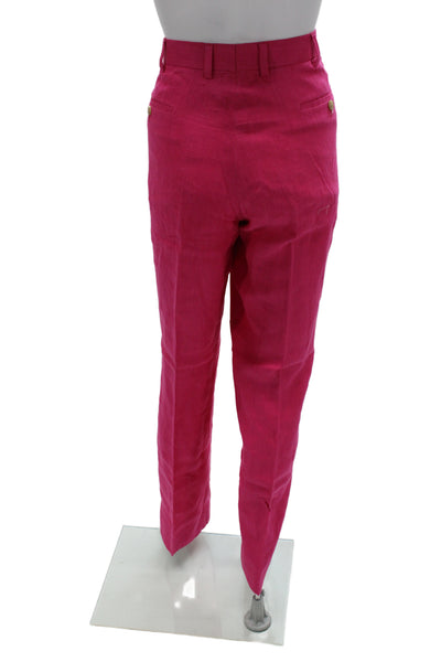 Ralph Lauren Purple Label Women Pink Linen Dress Pants Button Inseam 32 Size 36