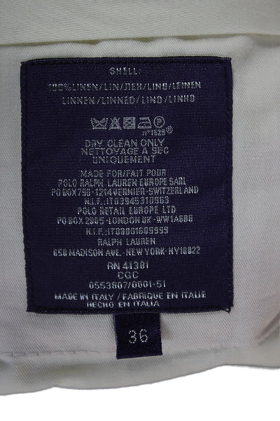 Ralph Lauren Purple Label Women Pink Linen Dress Pants Button Inseam 32 Size 36