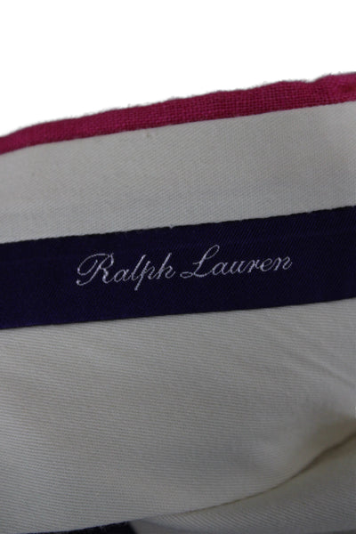 Ralph Lauren Purple Label Women Pink Linen Dress Pants Button Inseam 32 Size 36