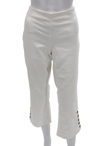 Ecru Women Capri Pants Ivory Cotton Nautical Zip Size 8