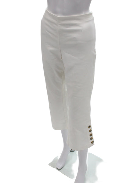 Ecru Women Capri Pants Ivory Cotton Nautical Zip Size 8