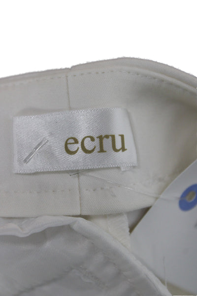 Ecru Women Capri Pants Ivory Cotton Nautical Zip Size 8