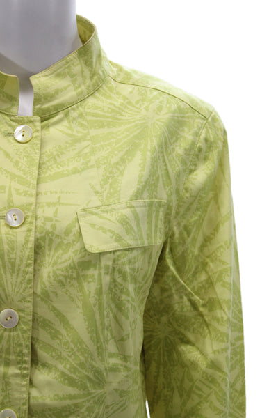 Lafayette 148 New York Womens Pantsuit Green Floral Long Sleeve Cotton Size 12