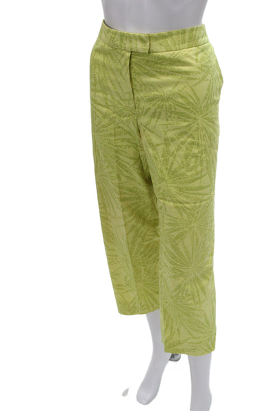 Lafayette 148 New York Womens Pantsuit Green Floral Long Sleeve Cotton Size 12
