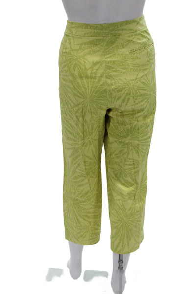 Lafayette 148 New York Womens Pantsuit Green Floral Long Sleeve Cotton Size 12
