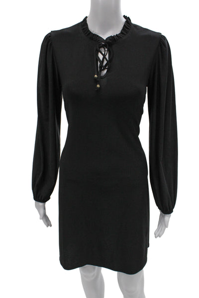 Tash + Sophie Women Dresses Black Shift Long Sleeve High Neck Mini Size M