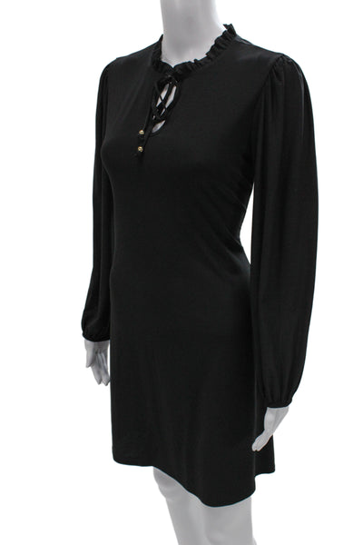 Tash + Sophie Women Dresses Black Shift Long Sleeve High Neck Mini Size M