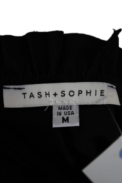 Tash + Sophie Women Dresses Black Shift Long Sleeve High Neck Mini Size M