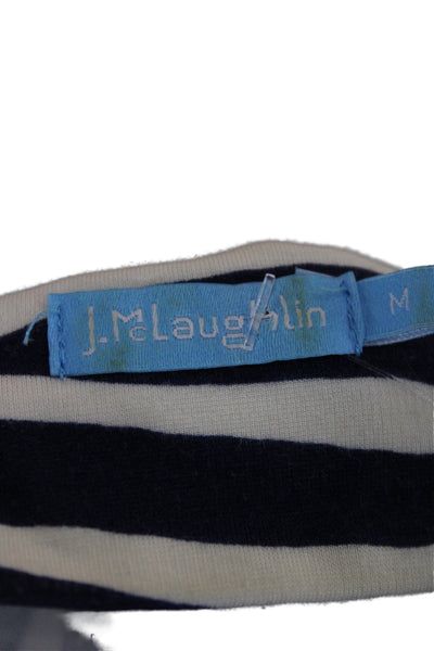 J. Mclaughlin Women Sheath Dress Blue Animal Print Boat Neck 3/4 Sleeve Size M