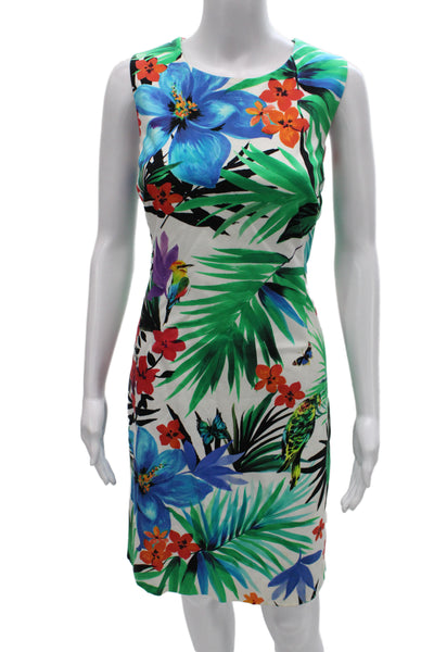 Etcetera Womens Sheath Dress Floral Cotton Sleeveless Knee Size 6
