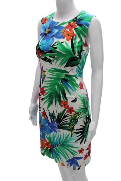 Etcetera Womens Sheath Dress Floral Cotton Sleeveless Knee Size 6