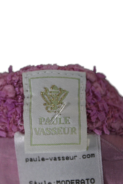 Paule Vasseur Women Straight Pencil Silk Check Button Skirt Pink Size 42