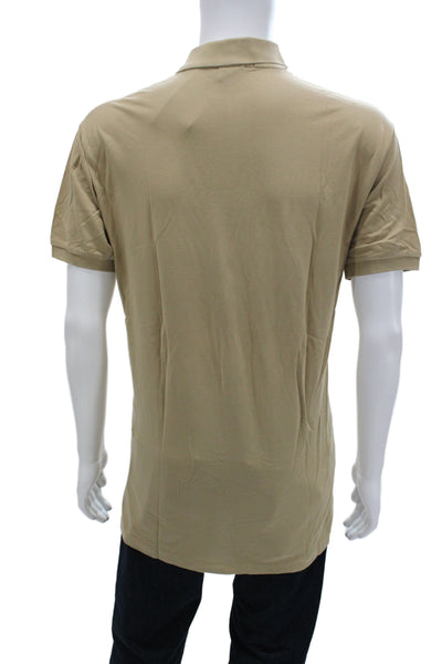 Polo Ralph Lauren Mens Beige Pima Cotton Short Sleeve Polo Shirt Button Size L