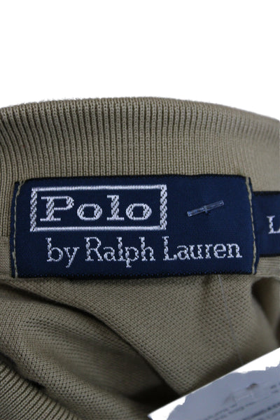 Polo Ralph Lauren Mens Beige Pima Cotton Short Sleeve Polo Shirt Button Size L