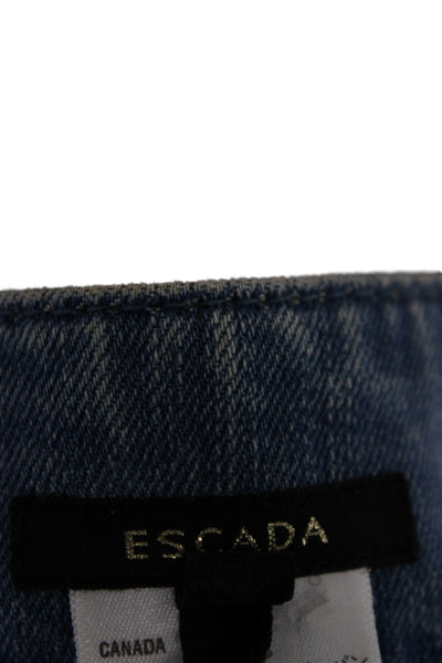 Escada Women Bootcut Jeans Blue High Rise Cotton Rhinestone Size 42