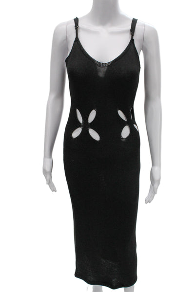 Superdown Women Bodycon Black Sleeveless V Neck Cutout Midi Dress Size S