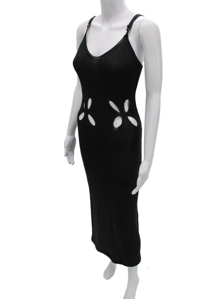 Superdown Women Bodycon Black Sleeveless V Neck Cutout Midi Dress Size S