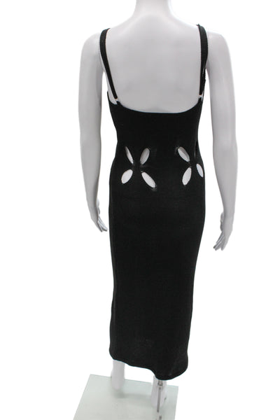Superdown Women Bodycon Black Sleeveless V Neck Cutout Midi Dress Size S