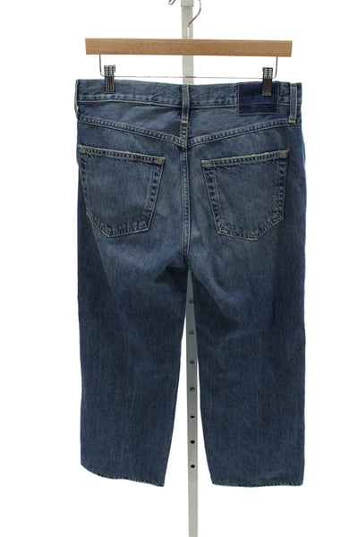 Amo Women Cropped Straight Jeans Dark Blue 100% Cotton Mid Rise Size 27