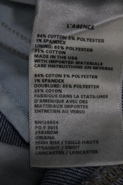 L'Agence Women Ankle Straight High Waist Blue Jeans Size 27