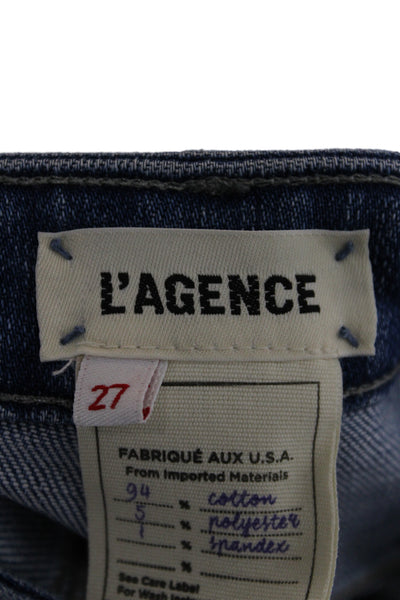 L'Agence Women Ankle Straight High Waist Blue Jeans Size 27